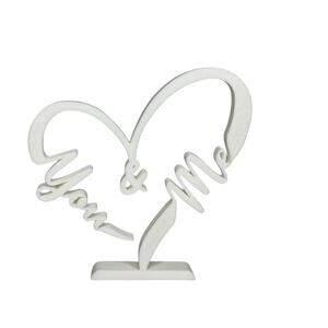 You & Me White Heart Sculpture Minimalist Love Decor Wedding Gift
